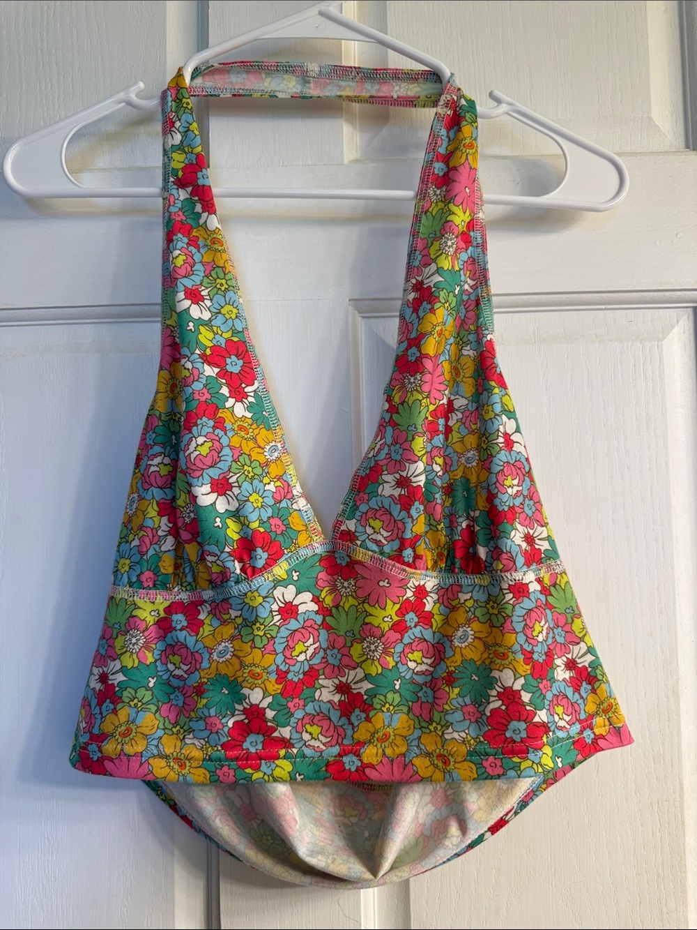 SHEIN Floral Halter Tank Top in Green, Pink, Yellow, Red